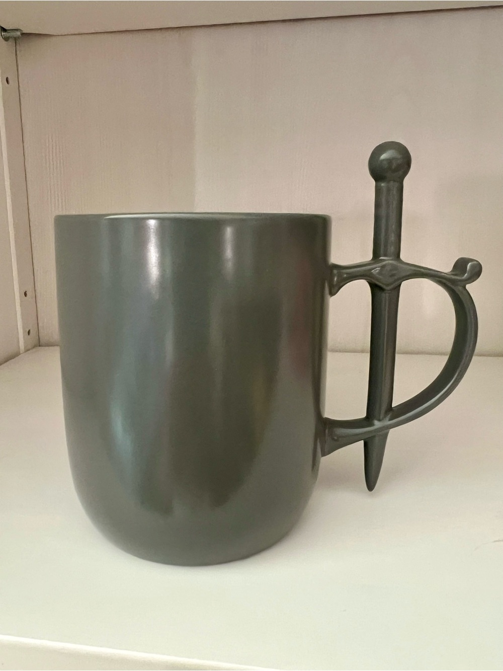 Ceramic Sword-Handle Mug in Grey